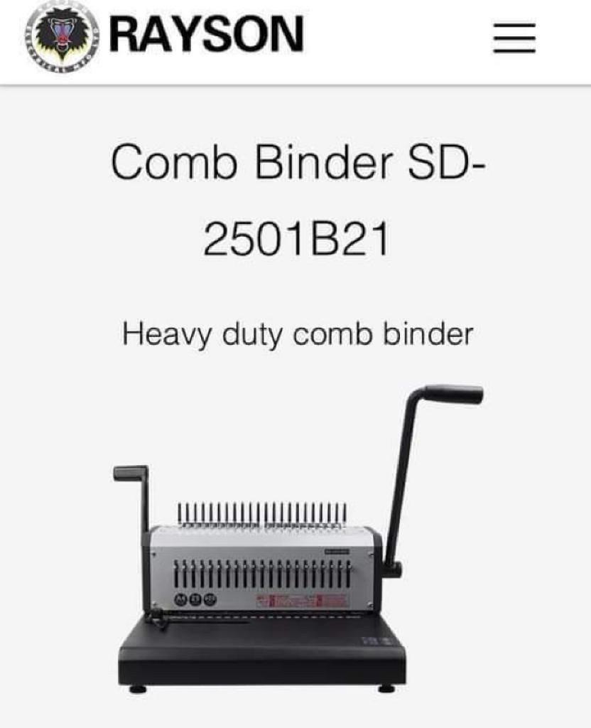 Rayson Hevy duty Comb Binding Machine 2501B21 at Rs. 35,500 | OnePasal ...