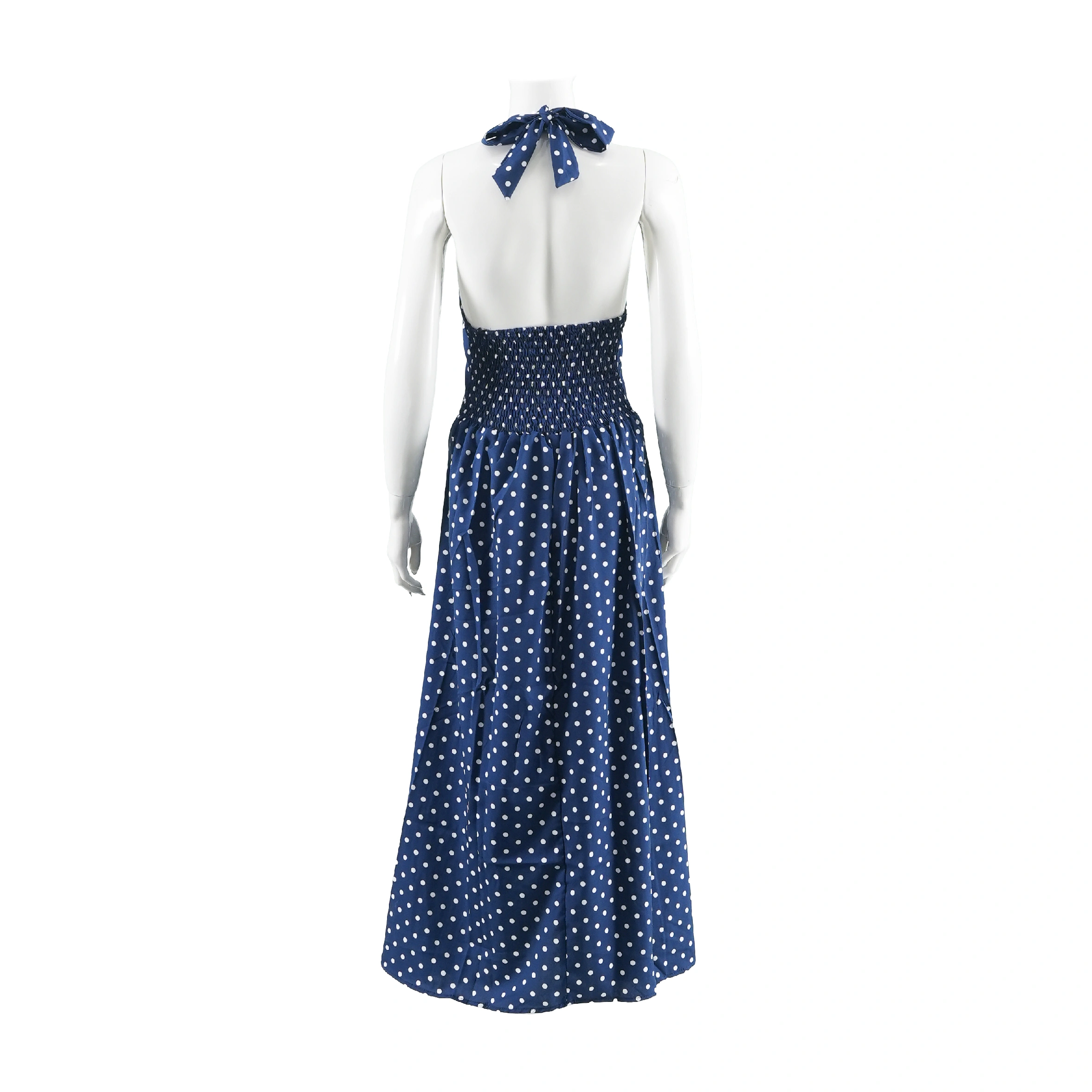 Fas Blue Color Polka Halter Neck Bodycon Maxi Dress For Women | One-Piece | Stylish ...
